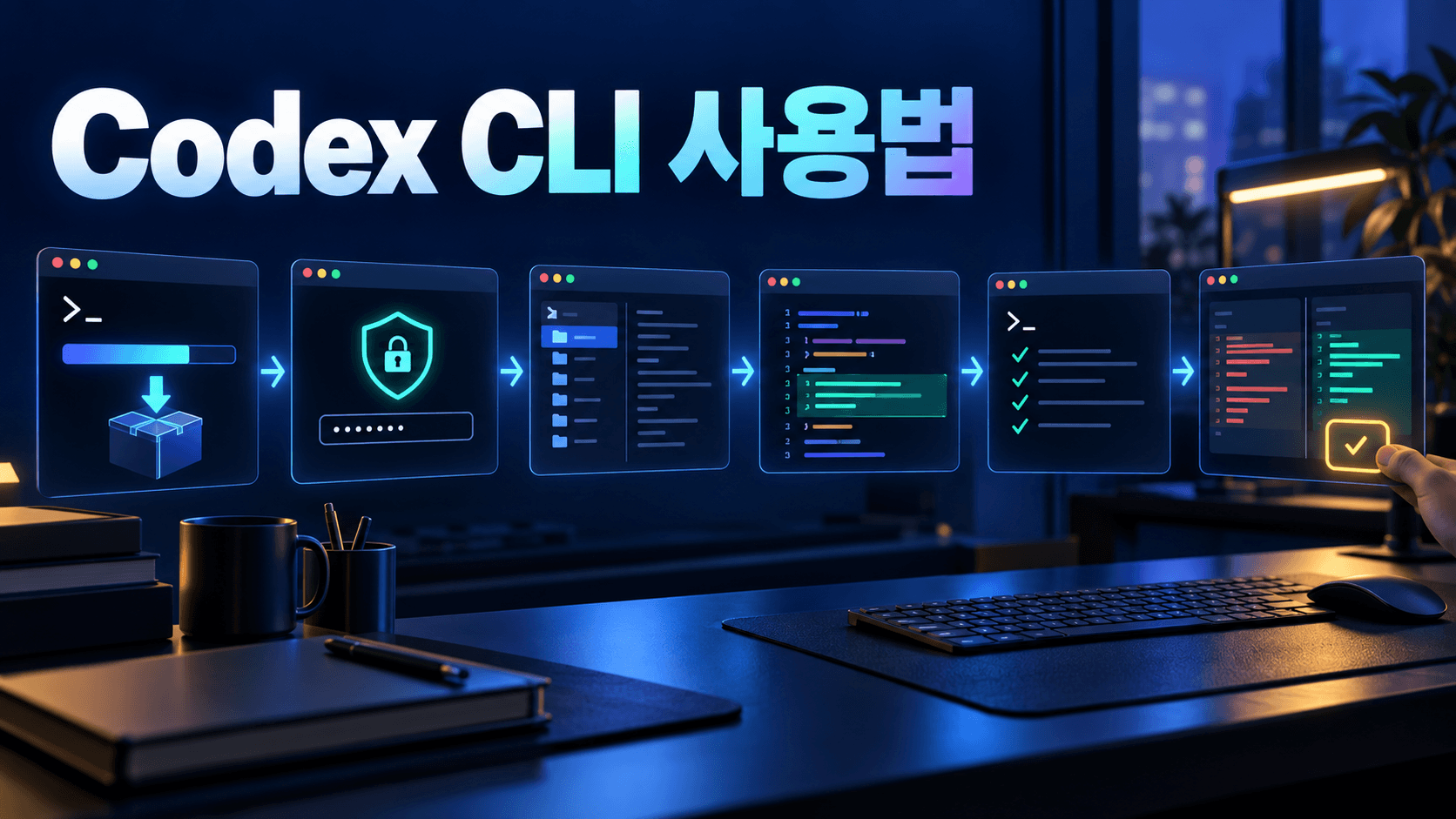 Codex CLI 설치부터 로그인, 저장소 분석, 코드 수정, 테스트와 diff 검토까지 이어지는 개발 워크플로 썸네일